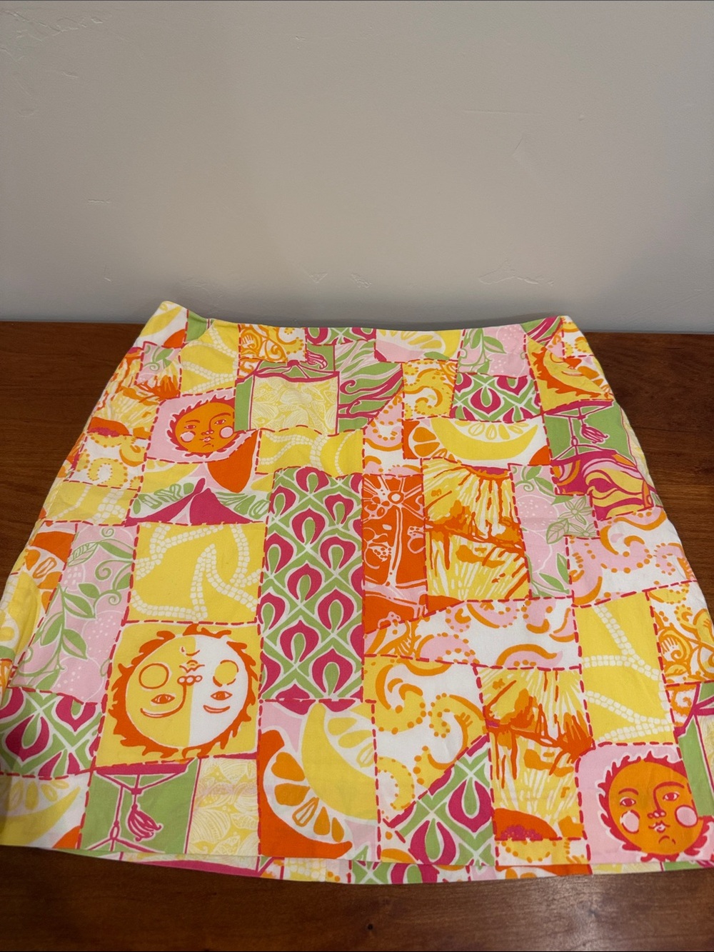 Lilly Pulitzer Patchwork Mini Skirt — Pink, Orange, Yellow & Green